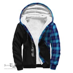 Scottish McKerrell Tartan Sherpa Hoodie with Family Crest Curve Style Tartan Fleece Hoodie Scottish Plaid Tartan Plaid - ScotsTee - scotstee.com