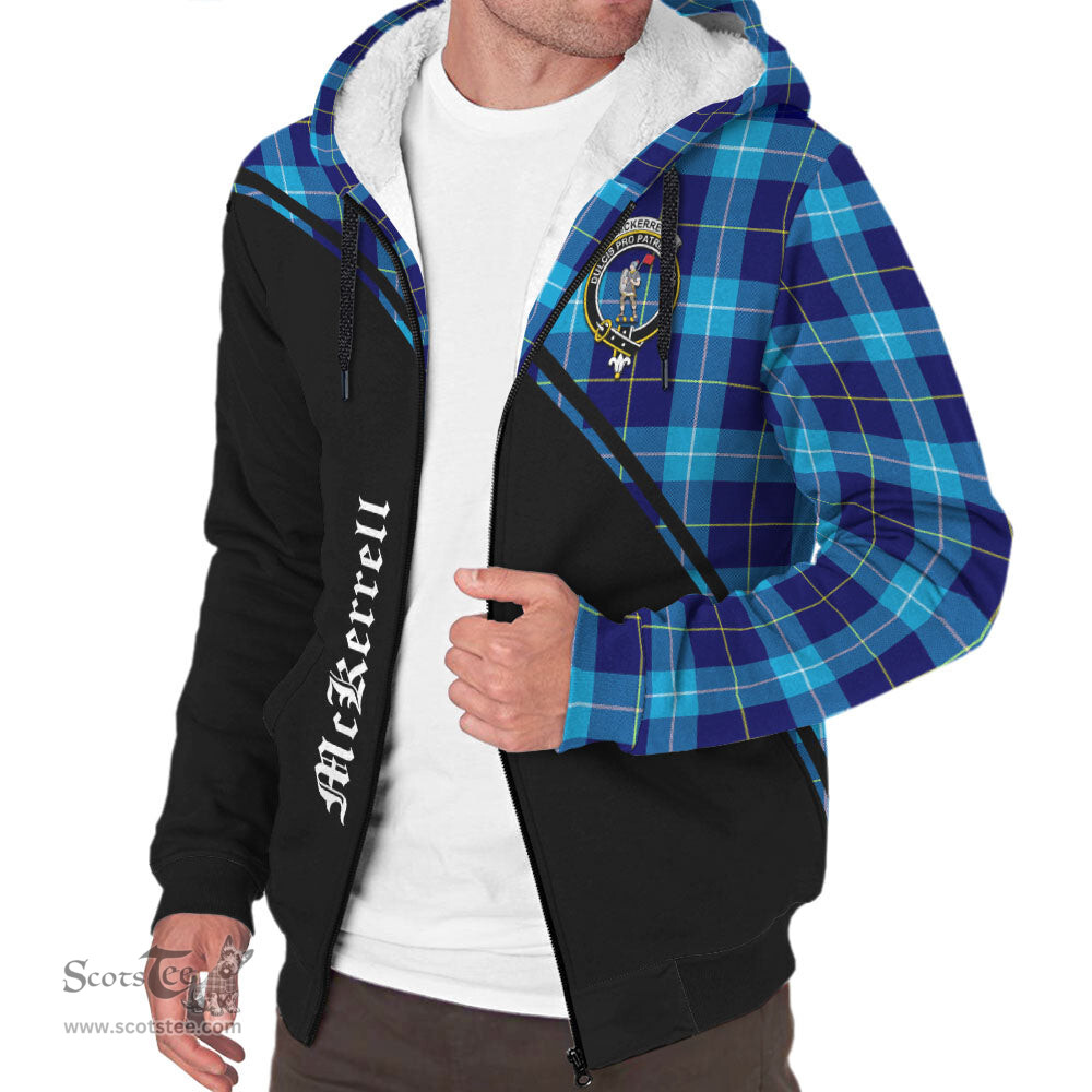 Scottish McKerrell Tartan Sherpa Hoodie with Family Crest Curve Style Tartan Fleece Hoodie Scottish Plaid Tartan Plaid - ScotsTee - scotstee.com