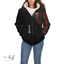 Scottish Skene of Cromar Black Tartan Sherpa Hoodie with Family Crest Curve Style Tartan Fleece Hoodie Scottish Plaid Tartan Plaid - ScotsTee - scotstee.com