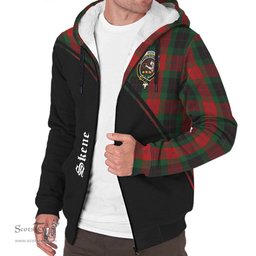 Scottish Skene of Cromar Black Tartan Sherpa Hoodie with Family Crest Curve Style Tartan Fleece Hoodie Scottish Plaid Tartan Plaid - ScotsTee - scotstee.com