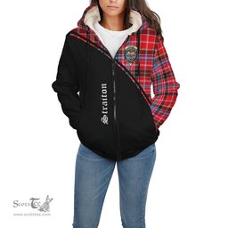 Scottish Straiton Tartan Sherpa Hoodie with Family Crest Curve Style Tartan Fleece Hoodie Scottish Plaid Tartan Plaid - ScotsTee - scotstee.com