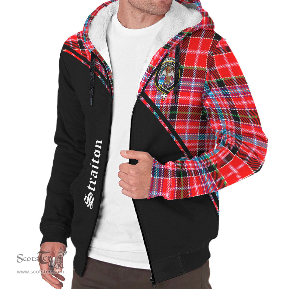 Scottish Straiton Tartan Sherpa Hoodie with Family Crest Curve Style Tartan Fleece Hoodie Scottish Plaid Tartan Plaid - ScotsTee - scotstee.com