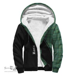 Scottish Ross Hunting Ancient Tartan Sherpa Hoodie with Family Crest Curve Style Tartan Fleece Hoodie Scottish Plaid Tartan Plaid - ScotsTee - scotstee.com