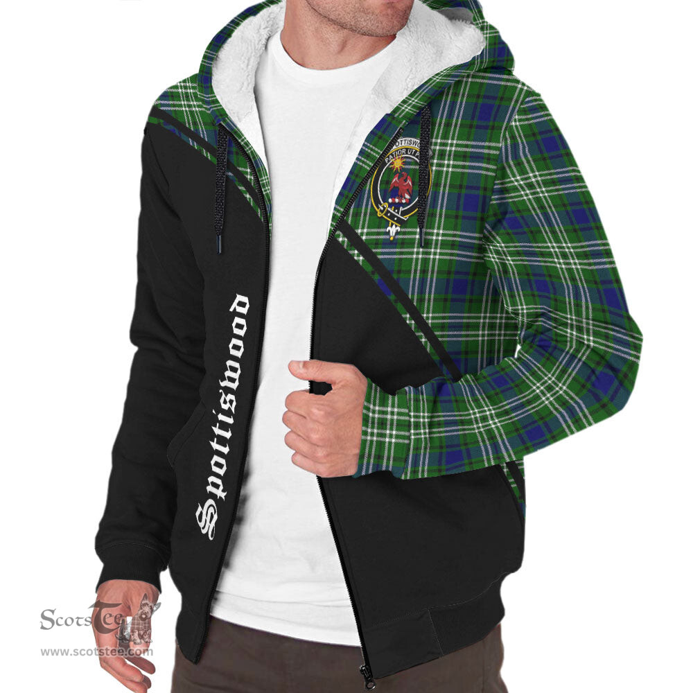 Scottish Spottiswood Tartan Sherpa Hoodie with Family Crest Curve Style Tartan Fleece Hoodie Scottish Plaid Tartan Plaid - ScotsTee - scotstee.com