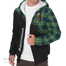 Scottish Spottiswood Tartan Sherpa Hoodie with Family Crest Curve Style Tartan Fleece Hoodie Scottish Plaid Tartan Plaid - ScotsTee - scotstee.com