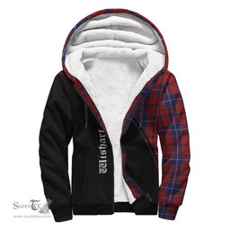 Scottish Wishart Dress Tartan Sherpa Hoodie with Family Crest Curve Style Tartan Fleece Hoodie Scottish Plaid Tartan Plaid - ScotsTee - scotstee.com