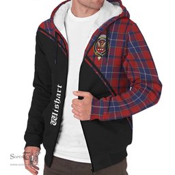 Scottish Wishart Dress Tartan Sherpa Hoodie with Family Crest Curve Style Tartan Fleece Hoodie Scottish Plaid Tartan Plaid - ScotsTee - scotstee.com
