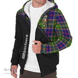 Scottish Whitefoord Modern Tartan Sherpa Hoodie with Family Crest Curve Style Tartan Fleece Hoodie Scottish Plaid Tartan Plaid - ScotsTee - scotstee.com