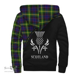 Scottish Watson Modern Tartan Sherpa Hoodie with Family Crest Curve Style Tartan Fleece Hoodie Scottish Plaid Tartan Plaid - ScotsTee - scotstee.com