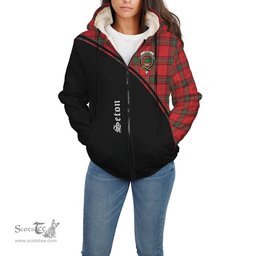 Scottish Seton Modern Tartan Sherpa Hoodie with Family Crest Curve Style Tartan Fleece Hoodie Scottish Plaid Tartan Plaid - ScotsTee - scotstee.com