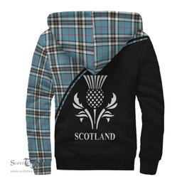 Scottish Thomson Tartan Sherpa Hoodie with Family Crest Curve Style Tartan Fleece Hoodie Scottish Plaid Tartan Plaid - ScotsTee - scotstee.com