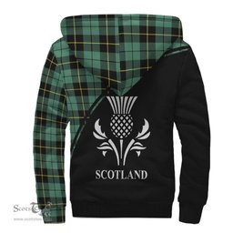 Scottish Wallace Hunting Ancient Tartan Sherpa Hoodie with Family Crest Curve Style Tartan Fleece Hoodie Scottish Plaid Tartan Plaid - ScotsTee - scotstee.com