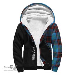 Scottish Wedderburn Tartan Sherpa Hoodie with Family Crest Curve Style Tartan Fleece Hoodie Scottish Plaid Tartan Plaid - ScotsTee - scotstee.com