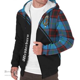 Scottish Wedderburn Tartan Sherpa Hoodie with Family Crest Curve Style Tartan Fleece Hoodie Scottish Plaid Tartan Plaid - ScotsTee - scotstee.com