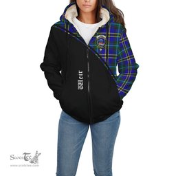 Scottish Weir Modern Tartan Sherpa Hoodie with Family Crest Curve Style Tartan Fleece Hoodie Scottish Plaid Tartan Plaid - ScotsTee - scotstee.com