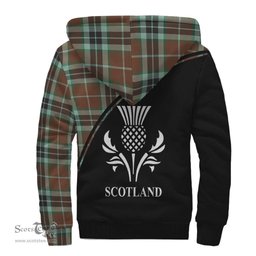 Scottish Thomson Hunting Modern Tartan Sherpa Hoodie with Family Crest Curve Style Tartan Fleece Hoodie Scottish Plaid Tartan Plaid - ScotsTee - scotstee.com