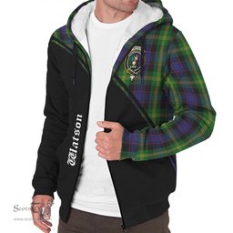 Scottish Watson Tartan Sherpa Hoodie with Family Crest Curve Style Tartan Fleece Hoodie Scottish Plaid Tartan Plaid - ScotsTee - scotstee.com
