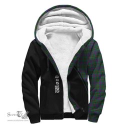 Scottish Wood Tartan Sherpa Hoodie with Family Crest Curve Style Tartan Fleece Hoodie Scottish Plaid Tartan Plaid - ScotsTee - scotstee.com