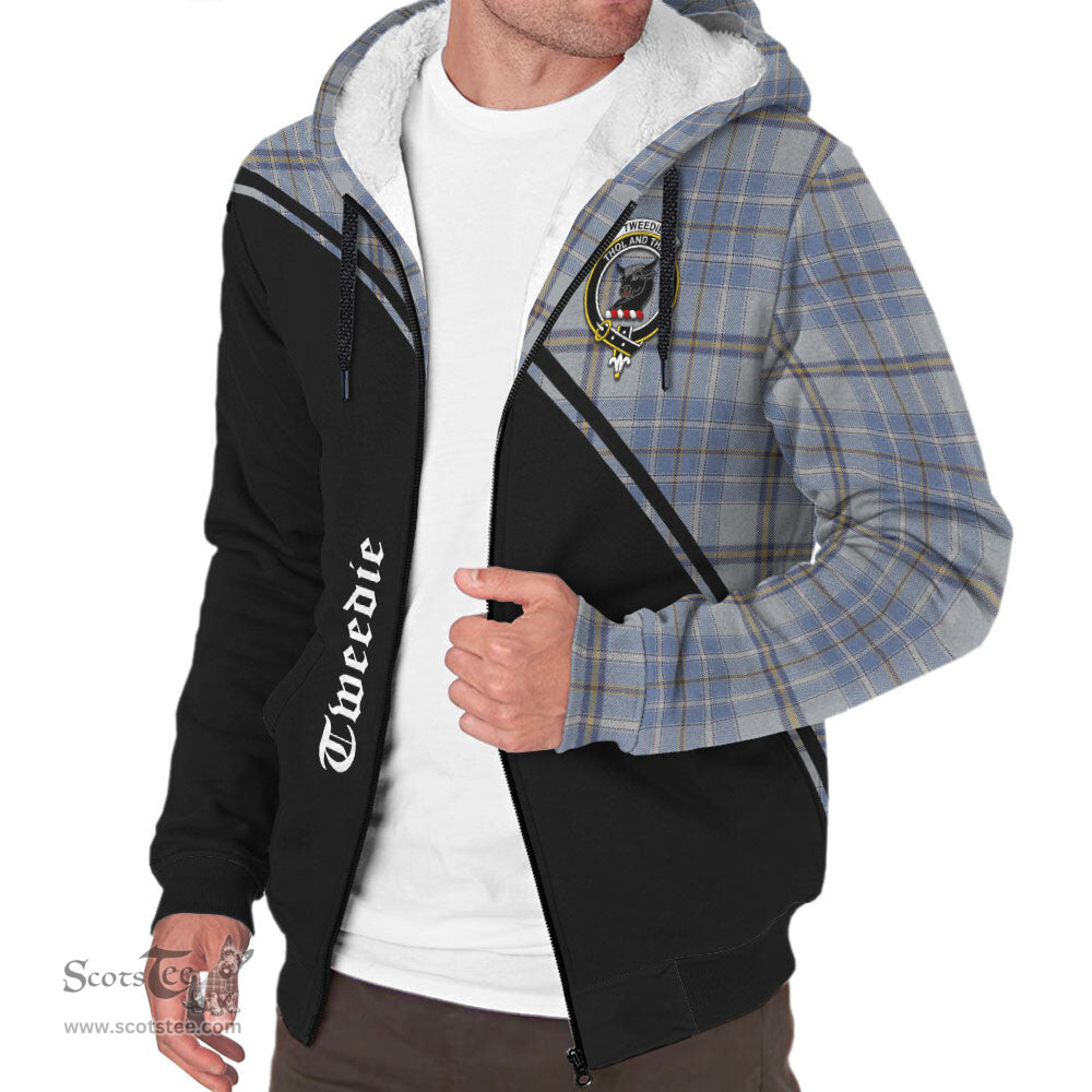 Scottish Tweedie Tartan Sherpa Hoodie with Family Crest Curve Style Tartan Fleece Hoodie Scottish Plaid Tartan Plaid - ScotsTee - scotstee.com