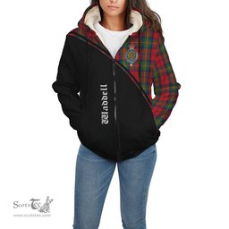 Scottish Waddell (Fife), Greg Tartan Sherpa Hoodie with Family Crest Curve Style Tartan Fleece Hoodie Scottish Plaid Tartan Plaid - ScotsTee - scotstee.com