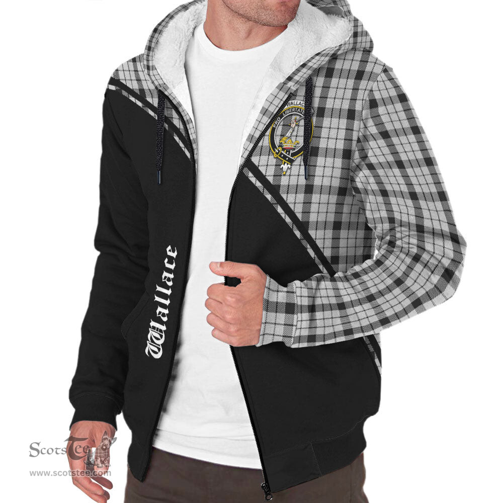 Scottish Wallace Dress Tartan Sherpa Hoodie with Family Crest Curve Style Tartan Fleece Hoodie Scottish Plaid Tartan Plaid - ScotsTee - scotstee.com