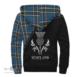 Scottish Thomson Dress Blue Tartan Sherpa Hoodie with Family Crest Curve Style Tartan Fleece Hoodie Scottish Plaid Tartan Plaid - ScotsTee - scotstee.com