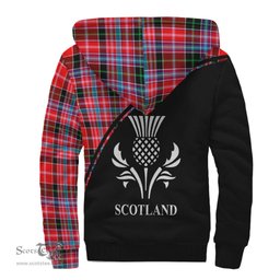 Scottish Udny Tartan Sherpa Hoodie with Family Crest Curve Style Tartan Fleece Hoodie Scottish Plaid Tartan Plaid - ScotsTee - scotstee.com