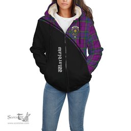 Scottish Wardlaw Modern Tartan Sherpa Hoodie with Family Crest Curve Style Tartan Fleece Hoodie Scottish Plaid Tartan Plaid - ScotsTee - scotstee.com