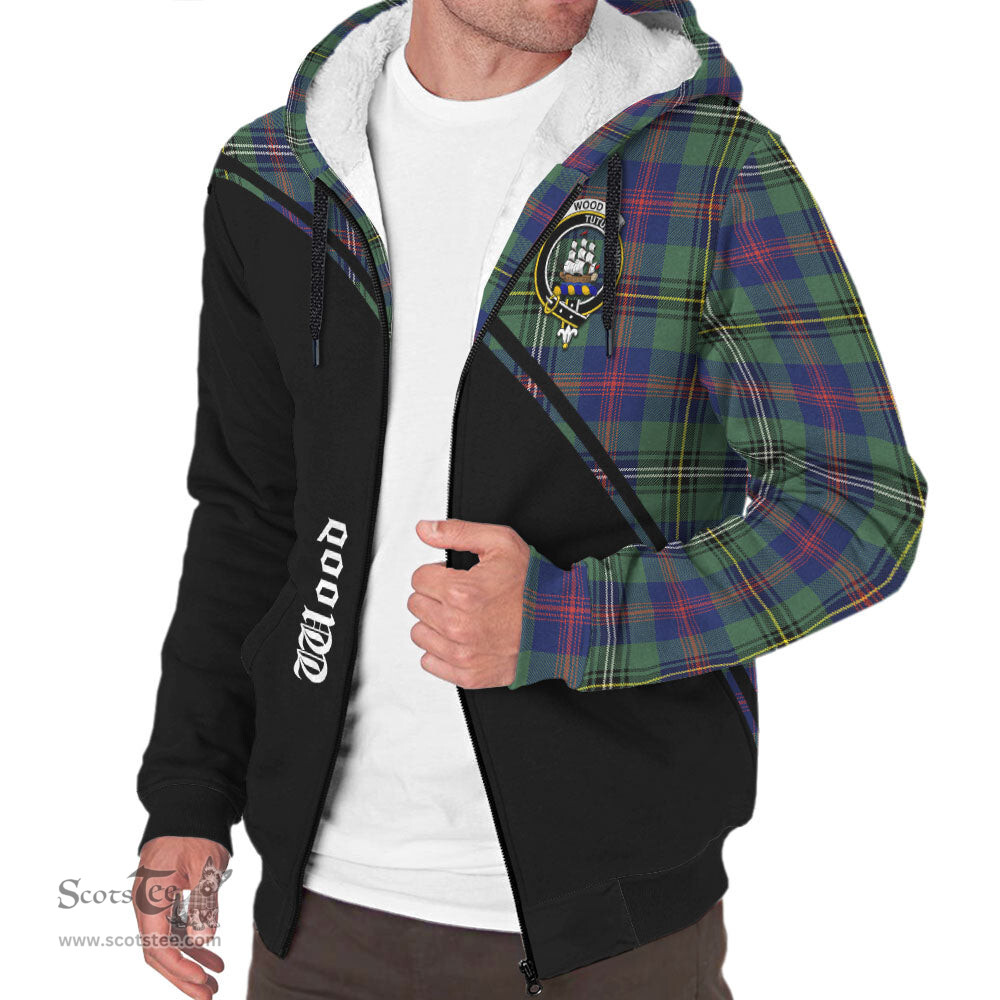 Scottish Wood Modern Tartan Sherpa Hoodie with Family Crest Curve Style Tartan Fleece Hoodie Scottish Plaid Tartan Plaid - ScotsTee - scotstee.com
