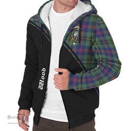 Scottish Wood Modern Tartan Sherpa Hoodie with Family Crest Curve Style Tartan Fleece Hoodie Scottish Plaid Tartan Plaid - ScotsTee - scotstee.com