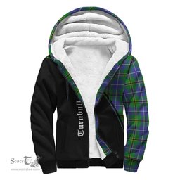 Scottish Turnbull Hunting Tartan Sherpa Hoodie with Family Crest Curve Style Tartan Fleece Hoodie Scottish Plaid Tartan Plaid - ScotsTee - scotstee.com