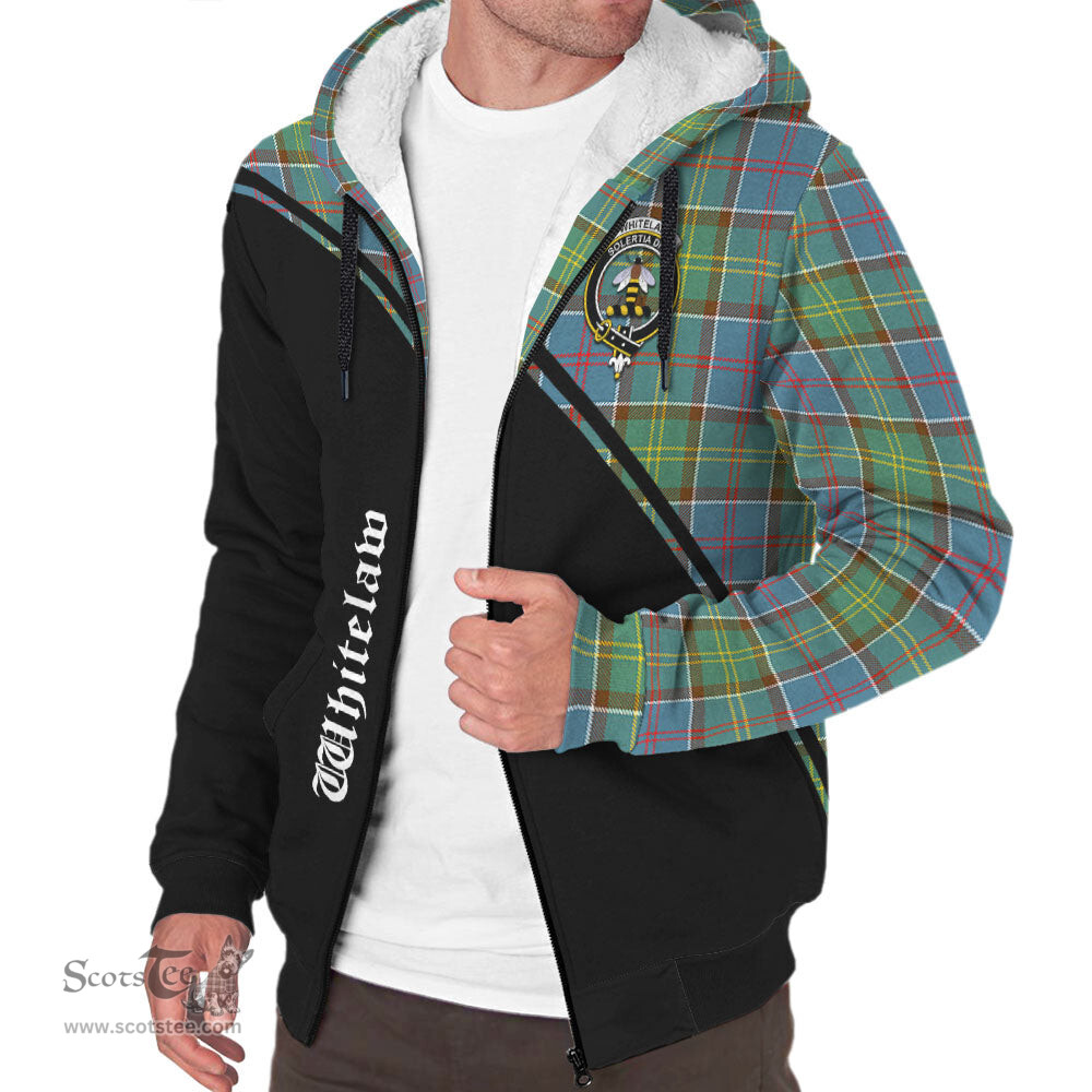 Scottish Whitelaw Tartan Sherpa Hoodie with Family Crest Curve Style Tartan Fleece Hoodie Scottish Plaid Tartan Plaid - ScotsTee - scotstee.com