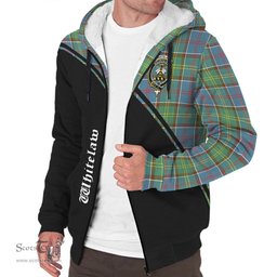 Scottish Whitelaw Tartan Sherpa Hoodie with Family Crest Curve Style Tartan Fleece Hoodie Scottish Plaid Tartan Plaid - ScotsTee - scotstee.com
