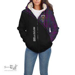 Scottish Wardlaw Tartan Sherpa Hoodie with Family Crest Curve Style Tartan Fleece Hoodie Scottish Plaid Tartan Plaid - ScotsTee - scotstee.com