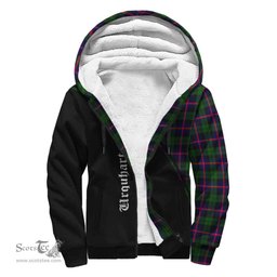 Scottish Urquhart Modern Tartan Sherpa Hoodie with Family Crest Curve Style Tartan Fleece Hoodie Scottish Plaid Tartan Plaid - ScotsTee - scotstee.com