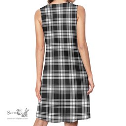 Scottish Menzies Black and White Tartan Womens Casual Dresses - Tartan Dress Womens Scottish Plaid Tartan Plaid - ScotsTee - scotstee.com