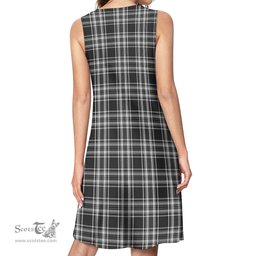 Scottish Stewart Black and White Tartan Womens Casual Dresses - Tartan Dress Womens Scottish Plaid Tartan Plaid - ScotsTee - scotstee.com