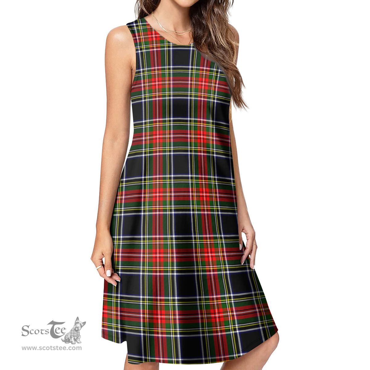 Scottish Stewart Black Tartan Womens Casual Dresses - Tartan Dress Womens Scottish Plaid Tartan Plaid - ScotsTee - scotstee.com