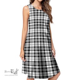 Scottish Scott Black White Tartan Womens Casual Dresses - Tartan Dress Womens Scottish Plaid Tartan Plaid - ScotsTee - scotstee.com
