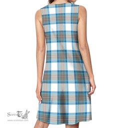 Scottish Stewart Muted Blue Tartan Womens Casual Dresses - Tartan Dress Womens Scottish Plaid Tartan Plaid - ScotsTee - scotstee.com