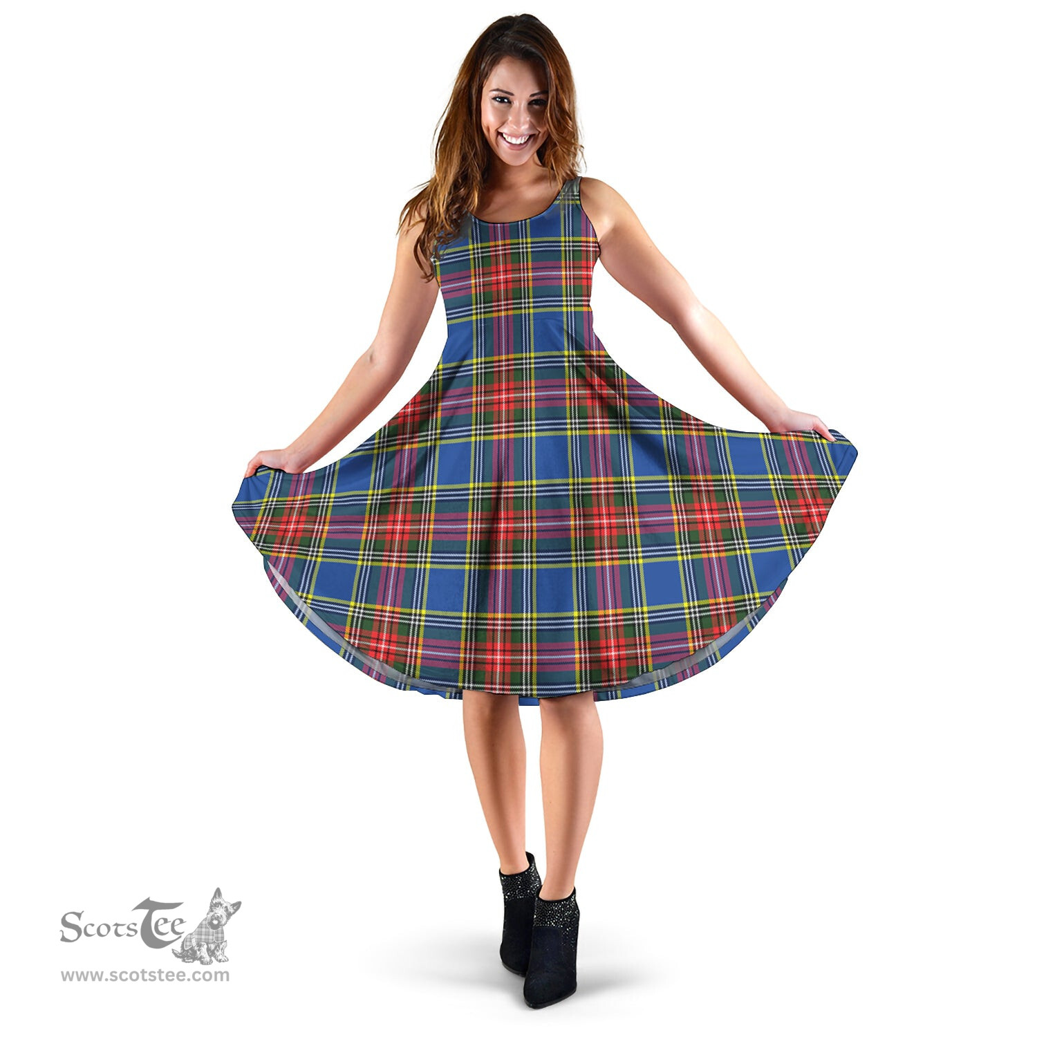 Scottish Bethune Tartan Sleeveless Midi Womens Dress - Tartan Midi Dress Scottish Plaid Tartan Plaid - ScotsTee - scotstee.com