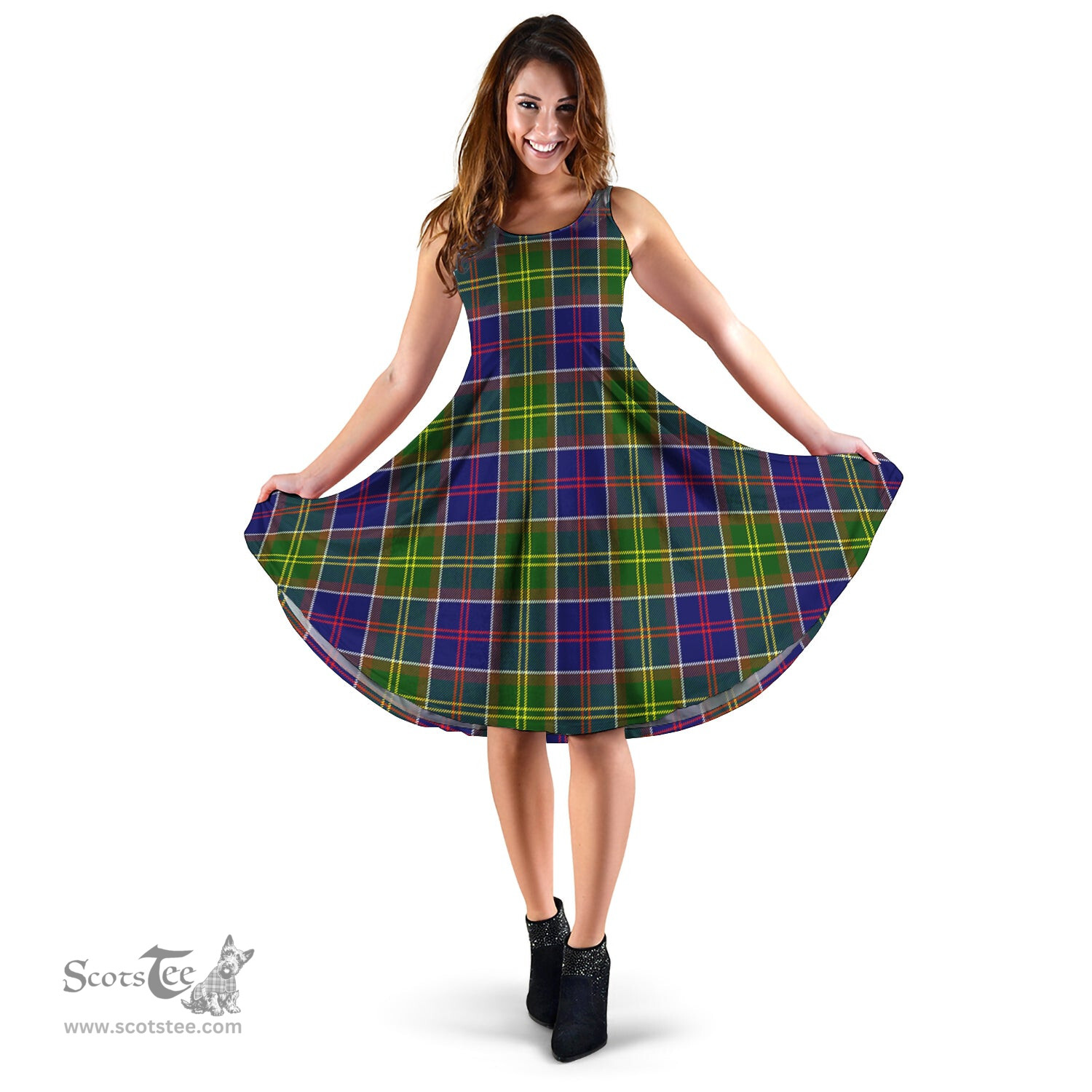 Scottish Arnott Tartan Sleeveless Midi Womens Dress - Tartan Midi Dress Scottish Plaid Tartan Plaid - ScotsTee - scotstee.com