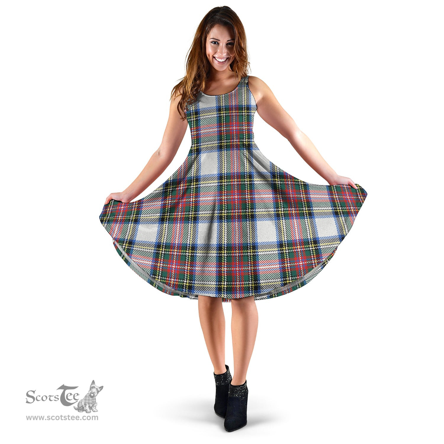 Scottish Dennistoun Tartan Sleeveless Midi Womens Dress - Tartan Midi Dress Scottish Plaid Tartan Plaid - ScotsTee - scotstee.com