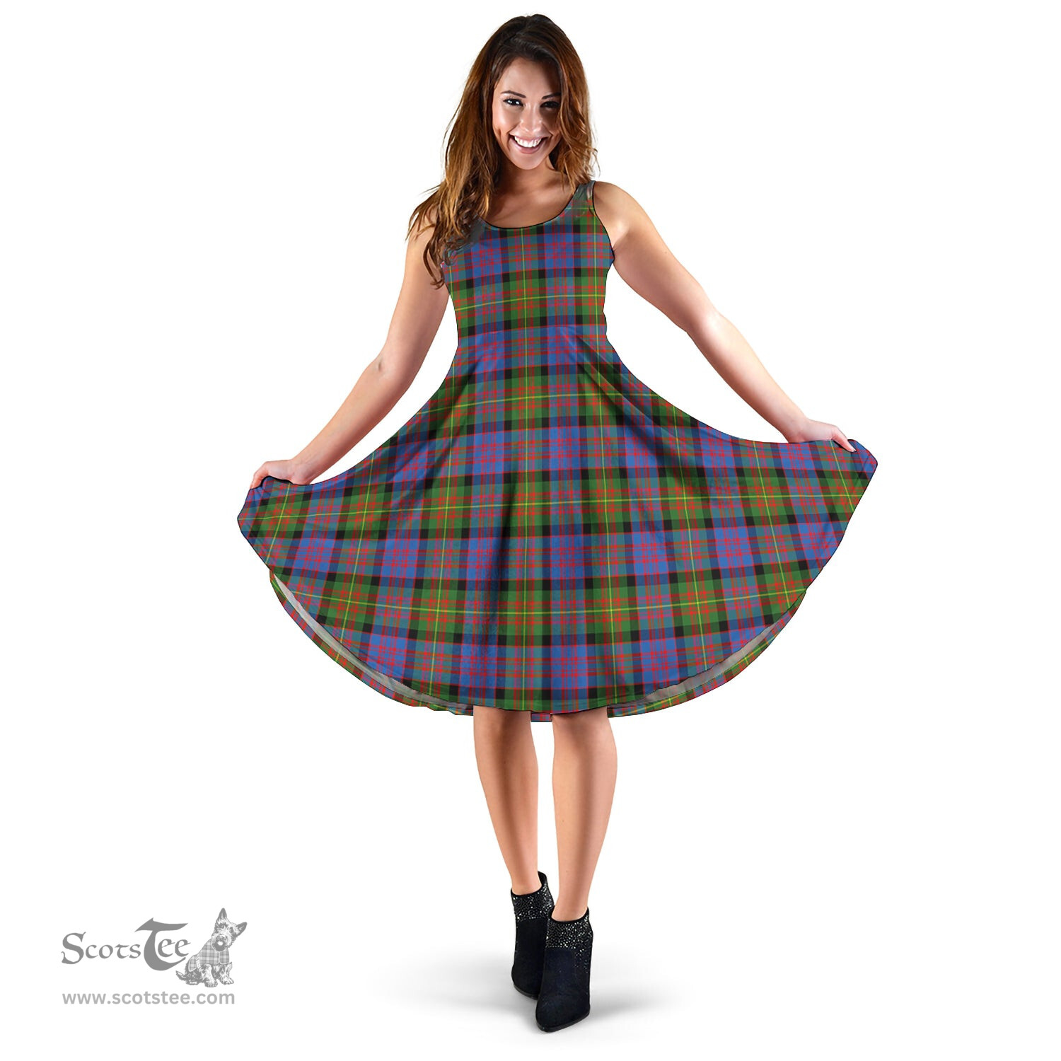 Scottish Carnegie Ancient Tartan Sleeveless Midi Womens Dress - Tartan Midi Dress Scottish Plaid Tartan Plaid - ScotsTee - scotstee.com