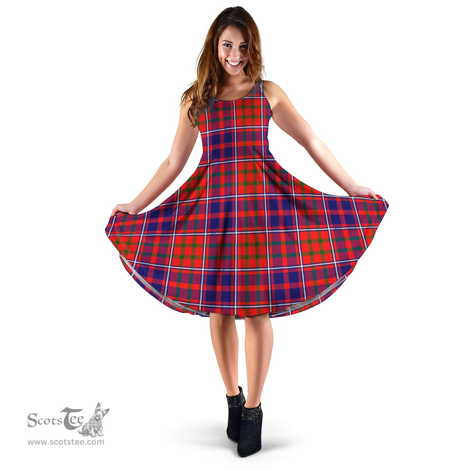 Scottish Cameron of Lochiel Modern Tartan Sleeveless Midi Womens Dress - Tartan Midi Dress Scottish Plaid Tartan Plaid - ScotsTee - scotstee.com