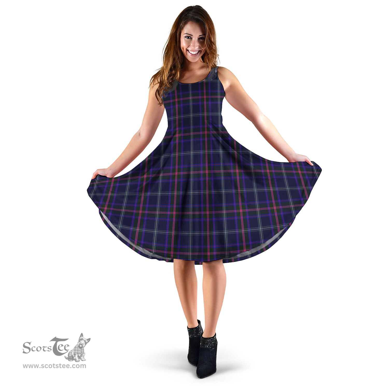 Scottish Fitzgerald Hunting Tartan Sleeveless Midi Womens Dress - Tartan Midi Dress Scottish Plaid Tartan Plaid - ScotsTee - scotstee.com