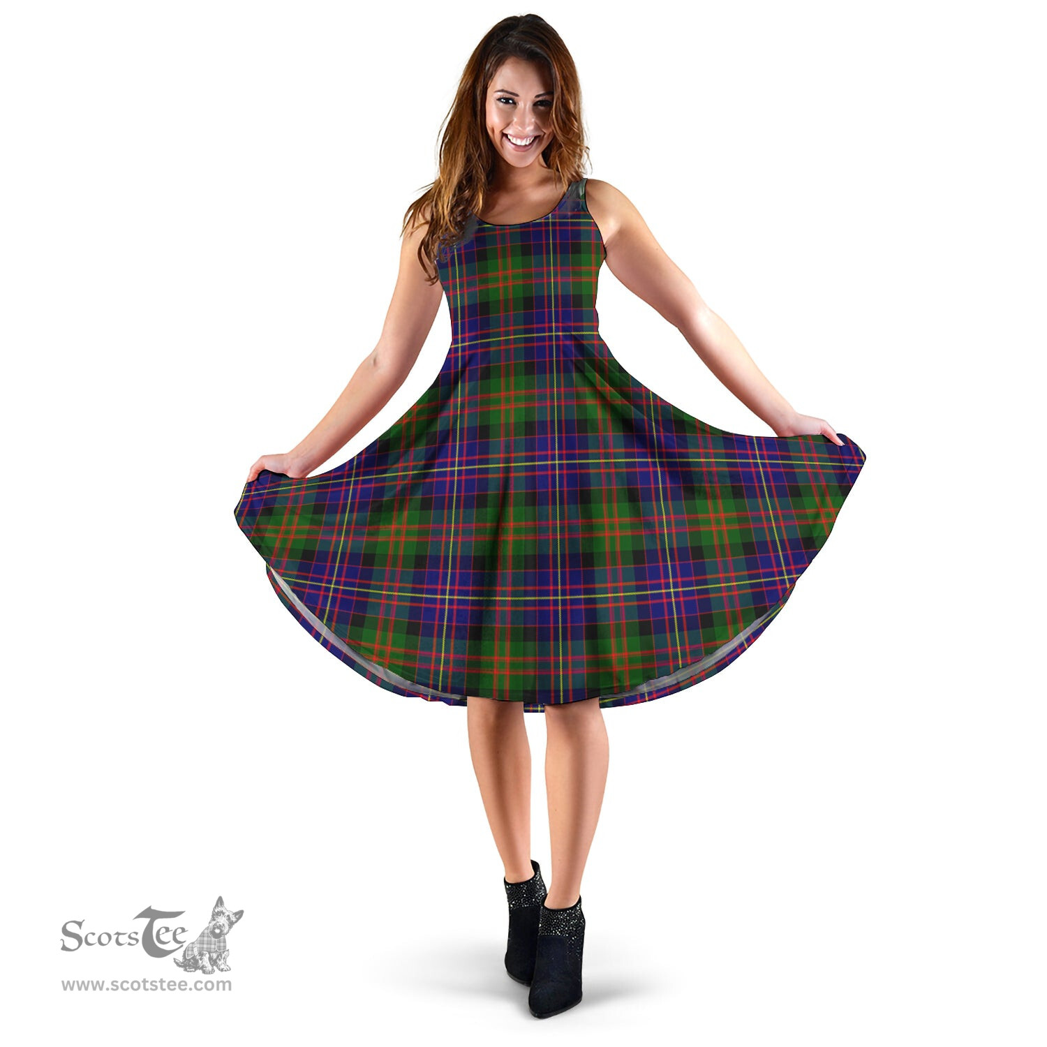 Scottish Cameron of Erracht Modern Tartan Sleeveless Midi Womens Dress - Tartan Midi Dress Scottish Plaid Tartan Plaid - ScotsTee - scotstee.com