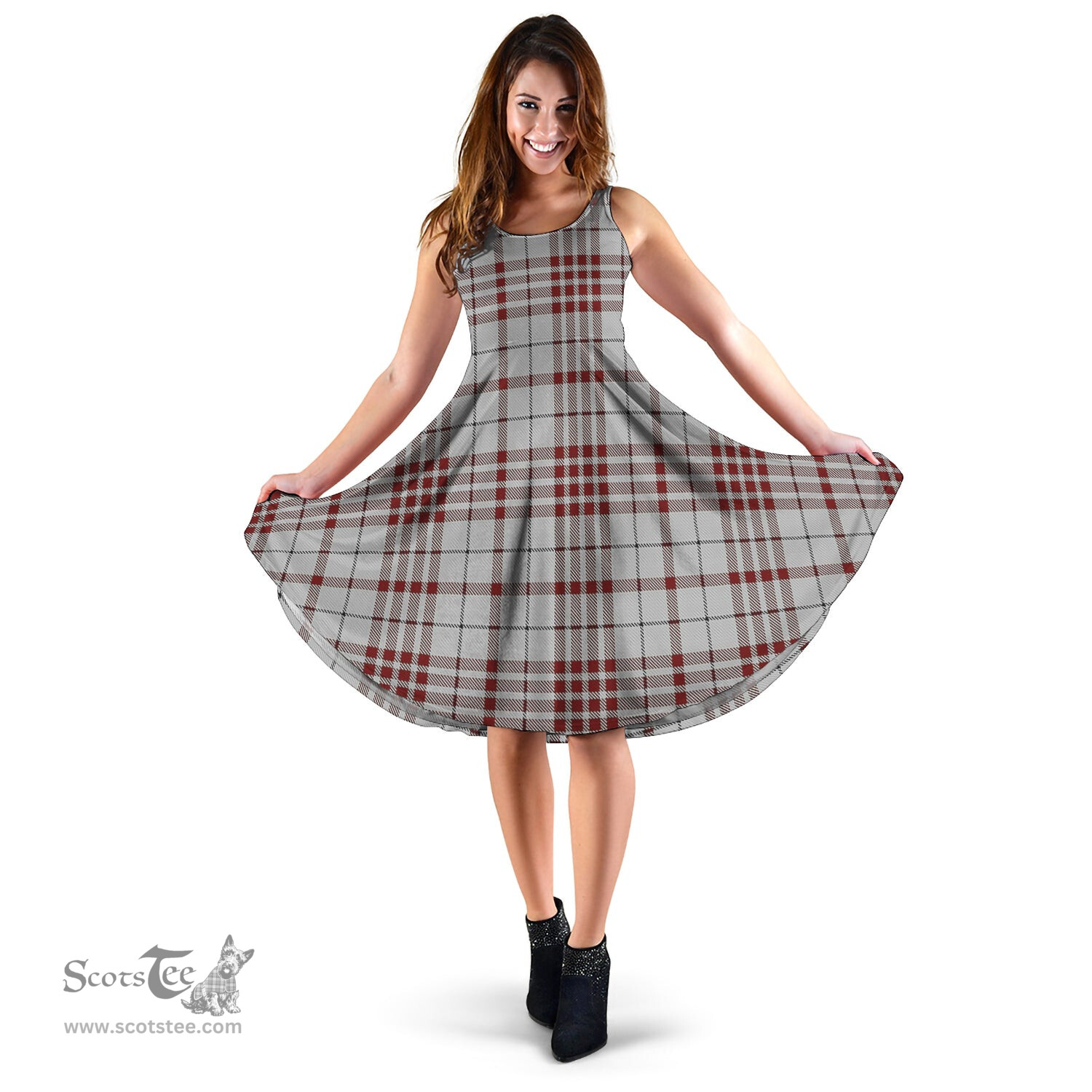 Scottish Clayton Tartan Sleeveless Midi Womens Dress - Tartan Midi Dress Scottish Plaid Tartan Plaid - ScotsTee - scotstee.com