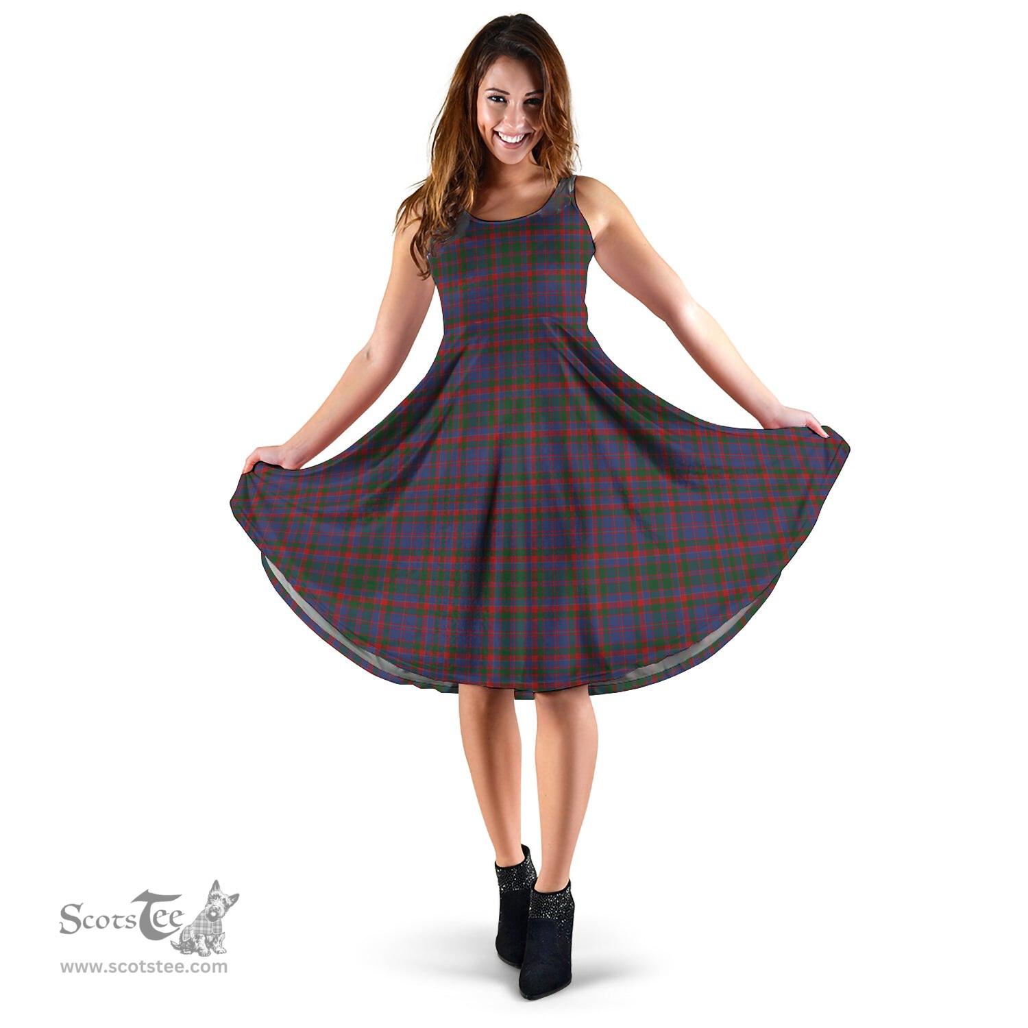 Scottish Cumming Tartan Sleeveless Midi Womens Dress - Tartan Midi Dress Scottish Plaid Tartan Plaid - ScotsTee - scotstee.com