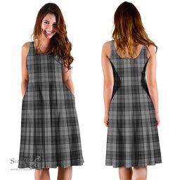Scottish Douglas Grey Tartan Sleeveless Midi Womens Dress - Tartan Midi Dress Scottish Plaid Tartan Plaid - ScotsTee - scotstee.com